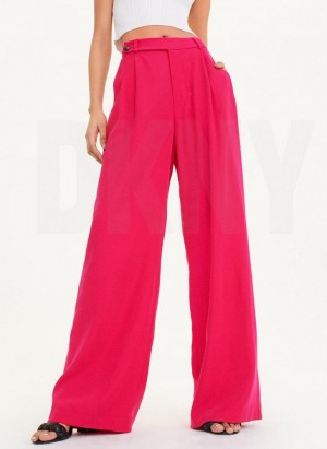 Pink Women's DKNY Frosted Twill Pants | Australia-D0541