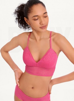 Pink Women's DKNY Modern Lace Longline Racerback Bras | Australia-D0934