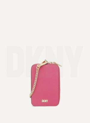 Pink Women's DKNY Sidney Card Pouch Wallets | Australia-D1086