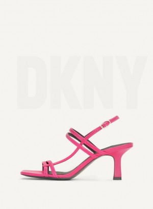 Pink Women's DKNY Strappy Heel Sandals | Australia-D0771