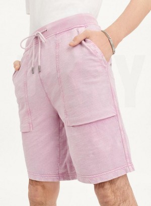 Purple Men's DKNY Beach Slub Shorts | Australia-D1744