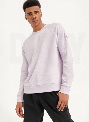 Purple Men's DKNY Slub French Terry Crewneck Sweatshirts | Australia-D0797