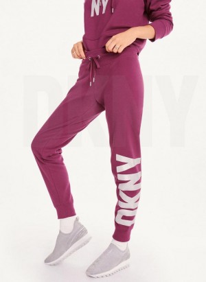 Purple Women's DKNY Exploded Logo Joggers | Australia-D1314