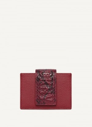 Red Men's DKNY Uptown Leather Card Case Wallets | Australia-D0356