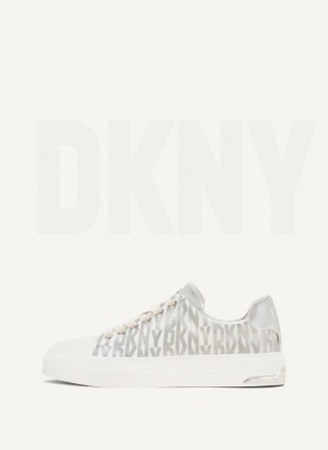 Silver Women's DKNY York Lace Up Sneakers | Australia-D0191