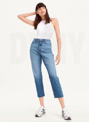 Wash Women's DKNY Broome Cropped Distressed Jeans | Australia-D1036