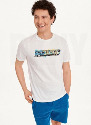 White Men's DKNY Graffiti Subway T Shirts | Australia-D1629