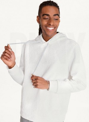 White Men's DKNY Novelty Quilted Texture Hoodies | Australia-D0857