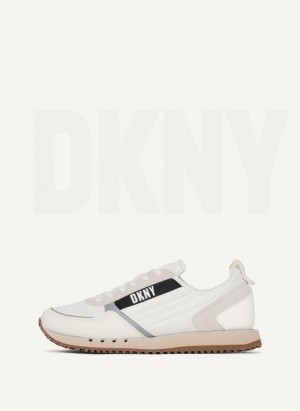 White Men's DKNY Side Logo Sneakers | Australia-D1295