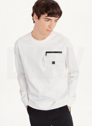 White Men's DKNY Utility Crewneck T Shirts | Australia-D1952