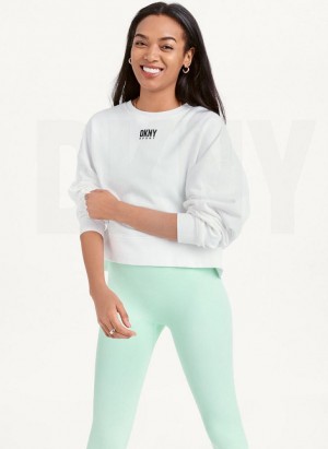 White Women's DKNY Balance Oversized Crewneck Pullover Sweatshirts | Australia-D0970