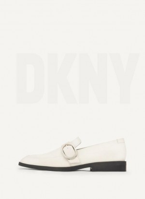 White Women's DKNY Buckle Loafers | Australia-D1523