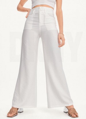 White Women's DKNY Crinkle Dressing Pants | Australia-D0896