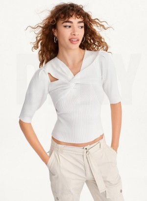 White Women's DKNY Cut Out Sweaters | Australia-D1540