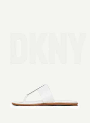 White Women's DKNY Deja - Flat Thong Flip Flops | Australia-D1021
