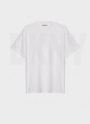 White Women's DKNY Essential T Shirts | Australia-D1351