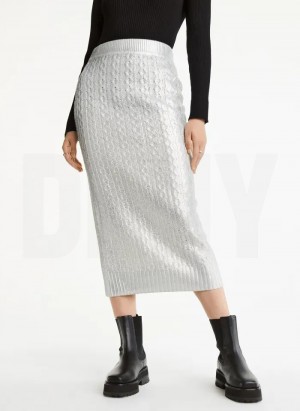 White Women's DKNY Foil Maxi Skirts | Australia-D0599
