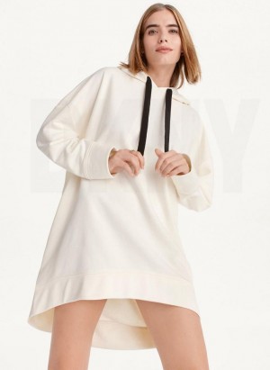 White Women's DKNY French Terry Oversized Dresses | Australia-D1940