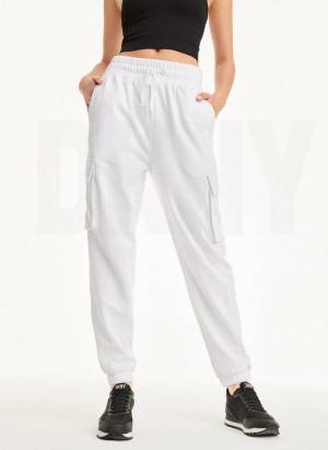 White Women's DKNY Jersey Cargo Joggers | Australia-D0830