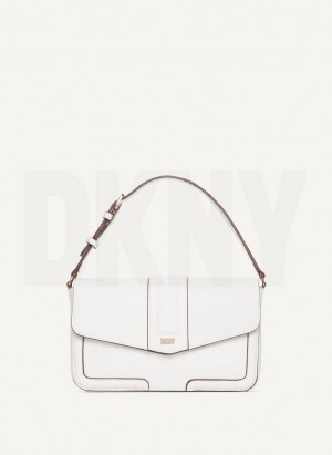 White Women's DKNY Maxxe Flap Shoulder Bags | Australia-D1560