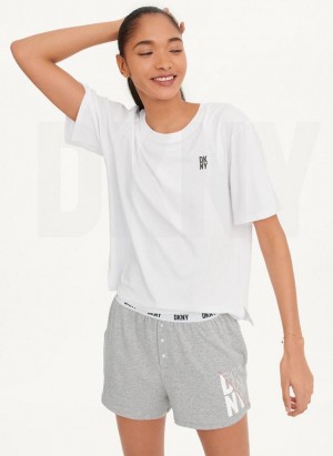 White Women's DKNY Sleep Top Pajamas | Australia-D1252