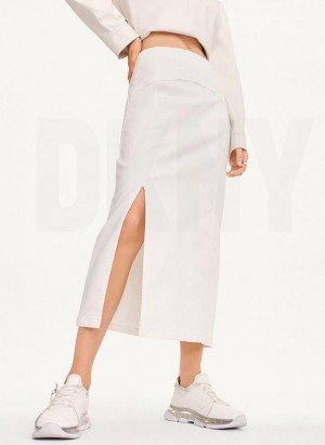 White Women's DKNY Terry Denim Skirts | Australia-D0915