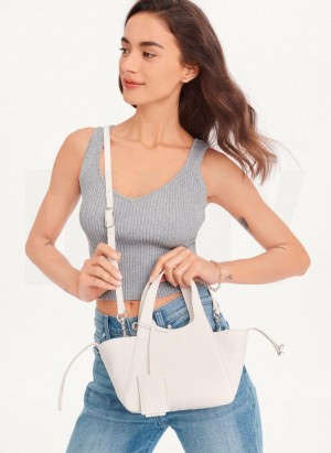 White Women's DKNY The Mini Effortless Tote Crossbody Bags | Australia-D1452