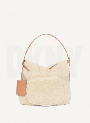 White Women's DKNY The Optimist Small Sherpa Tote Bags | Australia-D0755