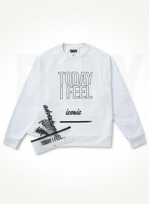 White Women's DKNY Today I Feel Sweatshirts | Australia-D1424