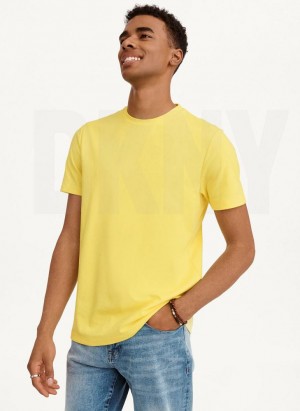 Yellow Men's DKNY Cotton Poly Pique T Shirts | Australia-D0742