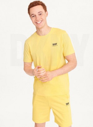 Yellow Men's DKNY Left Chest T Shirts | Australia-D0501