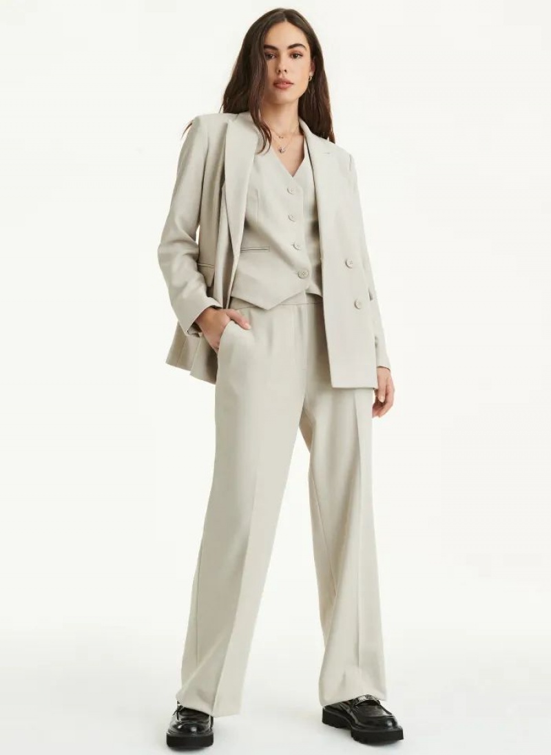 Beige Women's DKNY Asymmetrical Button Blazers | Australia-D0186
