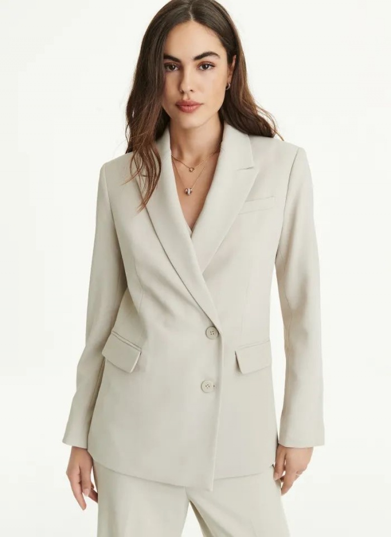 Beige Women\'s DKNY Asymmetrical Button Blazers | Australia-D0186