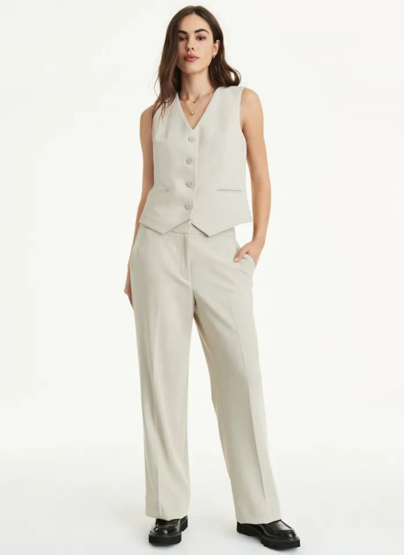 Beige Women's DKNY Besom Pocket Vest Jackets | Australia-D1585