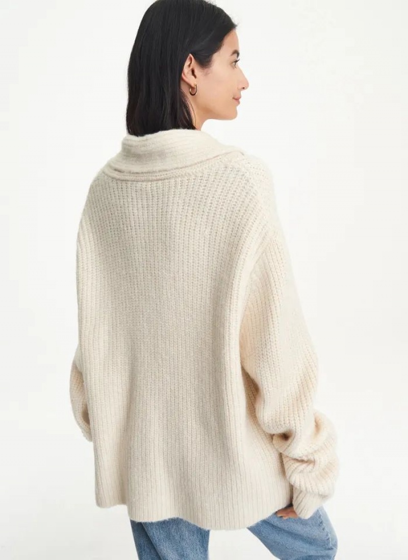 Beige Women's DKNY Long Sleeve Scarf Sweaters | Australia-D0655