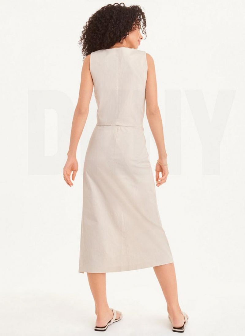 Beige Women's DKNY Long with Slit Skirts | Australia-D1045
