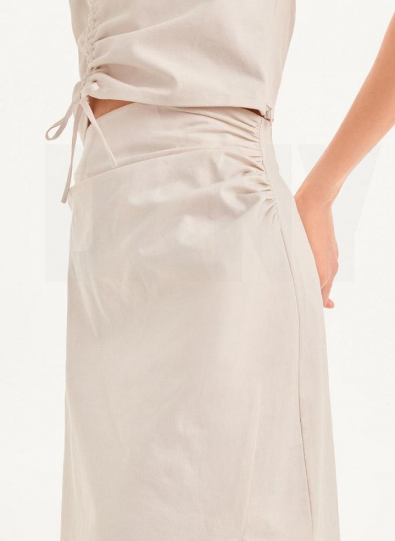 Beige Women's DKNY Long with Slit Skirts | Australia-D1045