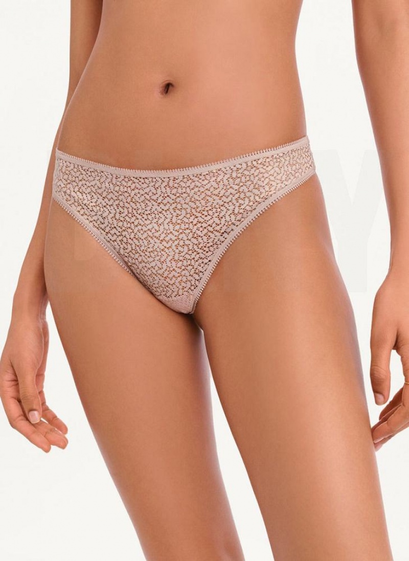 Beige Women\'s DKNY Modern Lace Thong | Australia-D1793