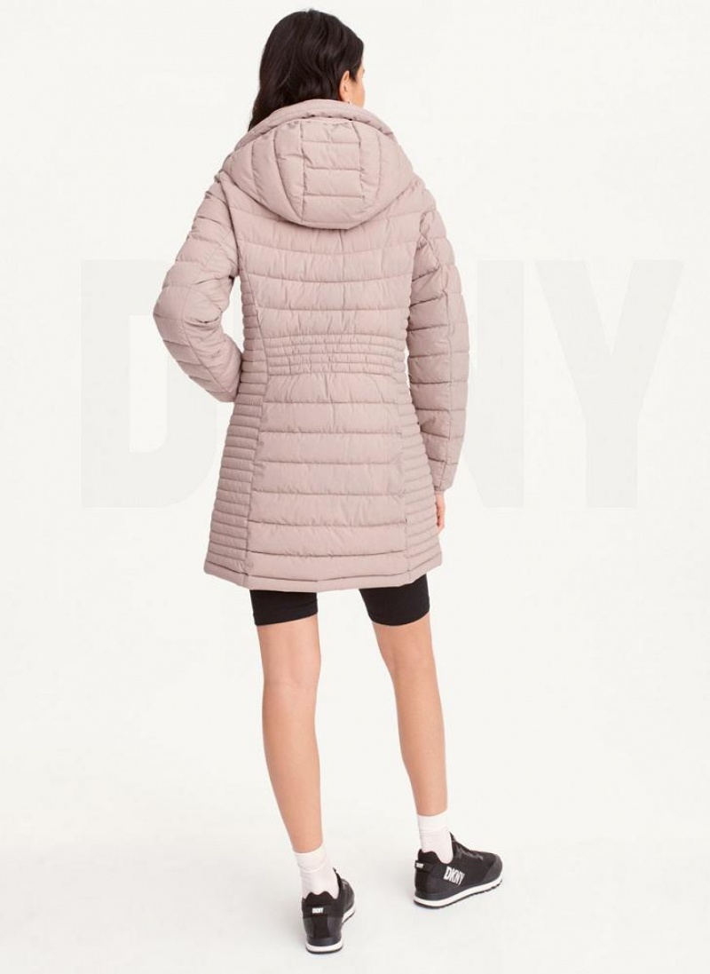 Beige Women's DKNY Packable Vestie Walker Coats | Australia-D0953