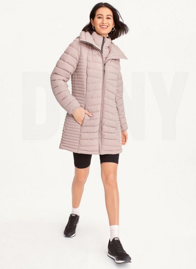 Beige Women's DKNY Packable Vestie Walker Coats | Australia-D0953