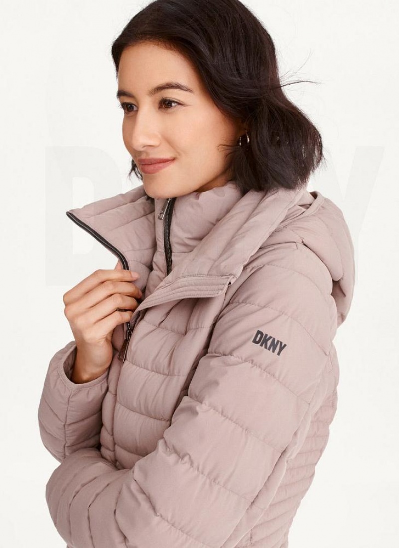 Beige Women's DKNY Packable Vestie Walker Coats | Australia-D0953