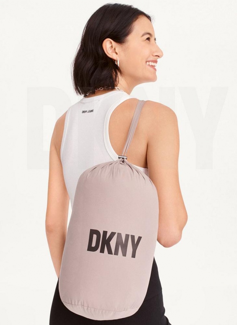 Beige Women's DKNY Packable Vestie Walker Coats | Australia-D0953