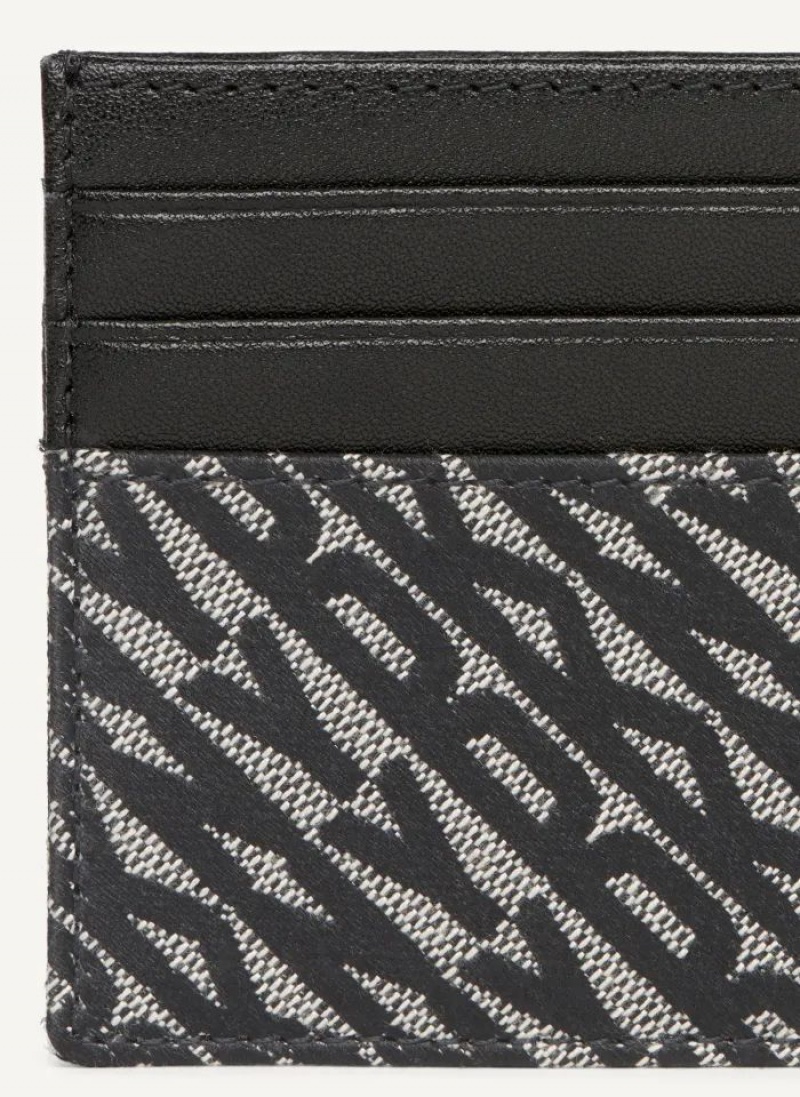 Black Men's DKNY Allover Logo Case Wallets | Australia-D1889