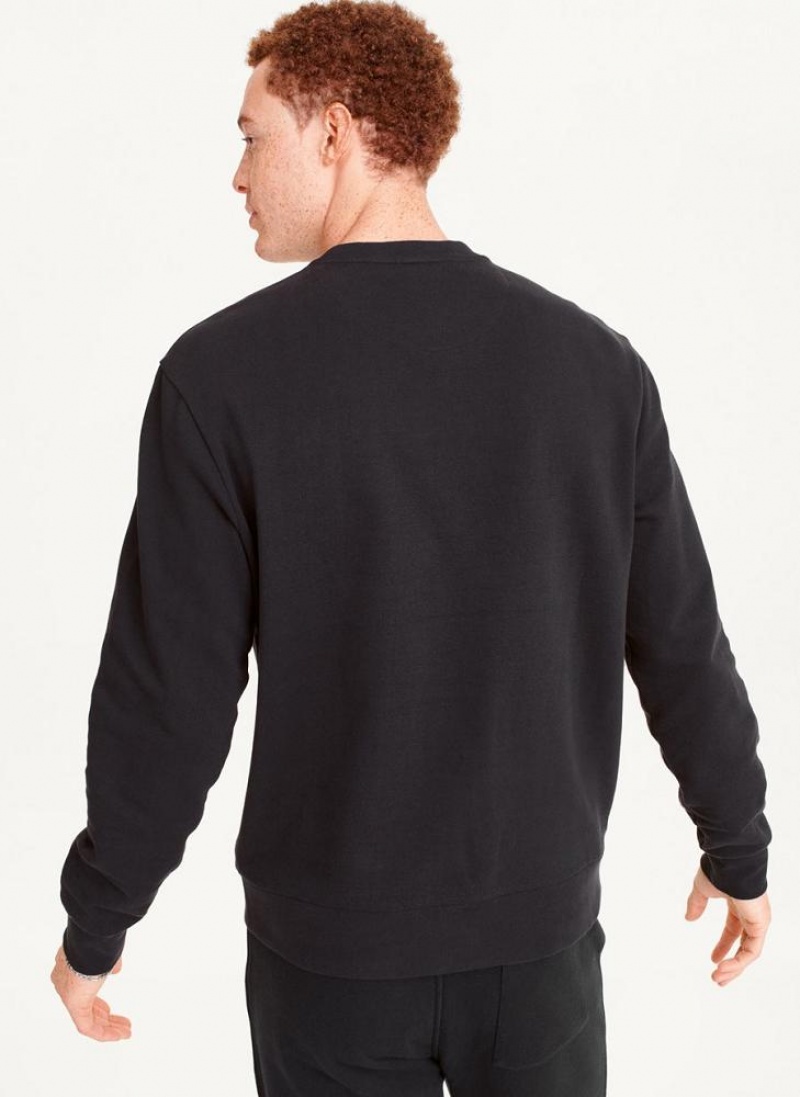 Black Men's DKNY Chenille Logo Crewneck Sweatshirts | Australia-D1672