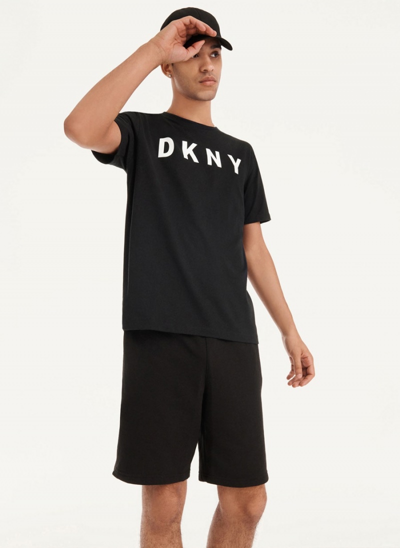 Black Men's DKNY Classic Logo T Shirts | Australia-D0874