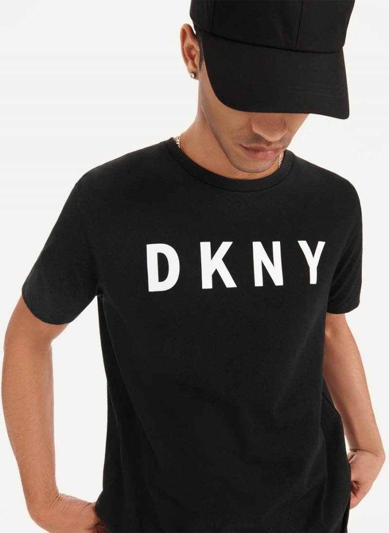 Black Men's DKNY Classic Logo T Shirts | Australia-D0874