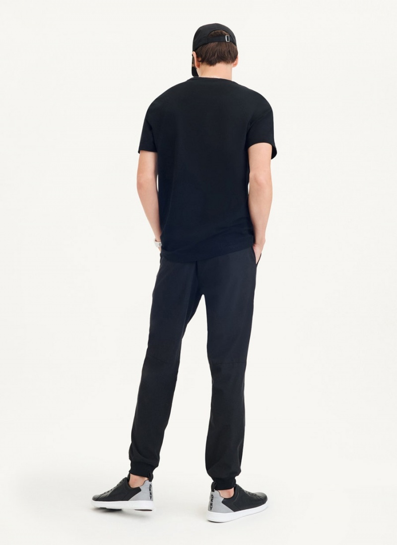 Black Men's DKNY Clean Front Logo T Shirts | Australia-D0764