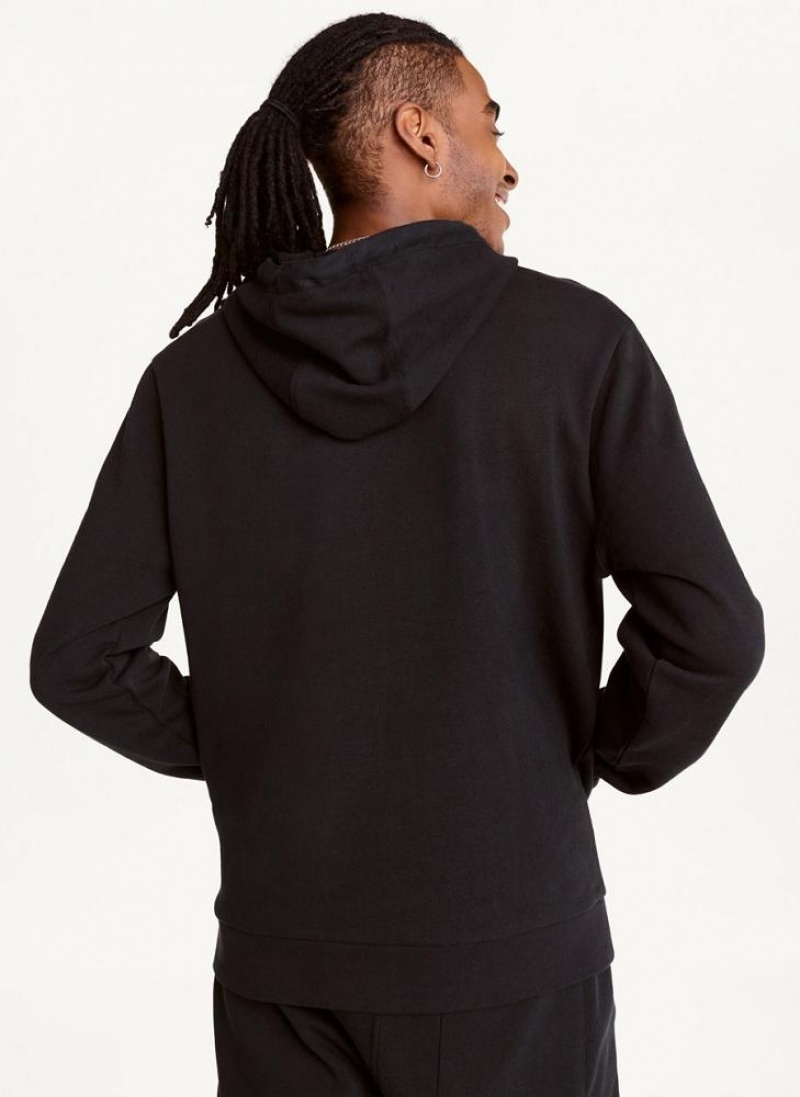 Black Men's DKNY French Terry Hoodies | Australia-D1409