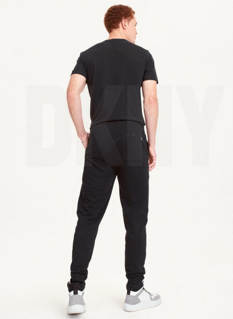 Black Men's DKNY French Terry Pants | Australia-D1433