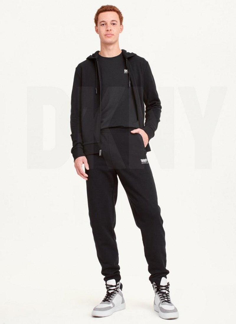 Black Men's DKNY French Terry Pants | Australia-D1433